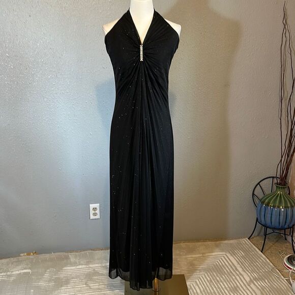 Vintage Jump apparel Elegant Black Halter Evening Dress size 9/10 - Picture 1 of 12